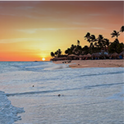 Playa al atardecer en Aruba