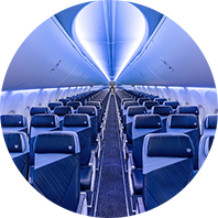 Southwest Airlines aircraft cabin seats