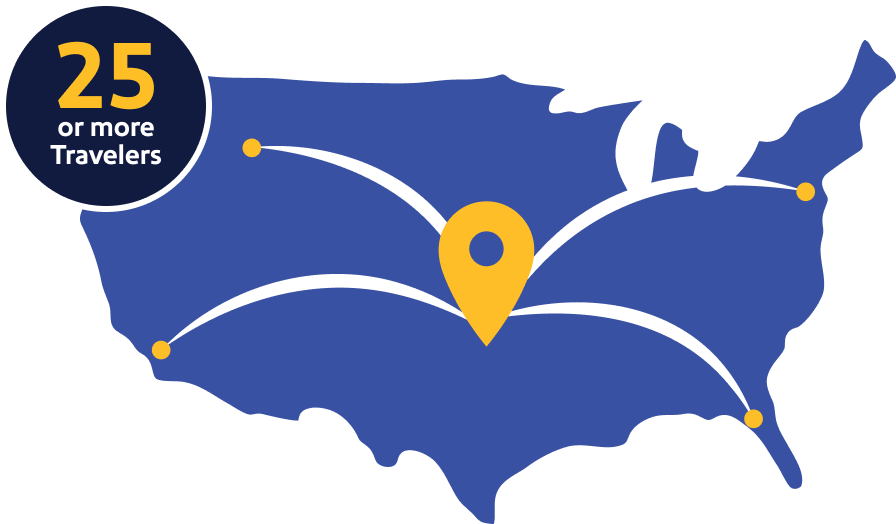 Meeting Travel Map - 25 or more people